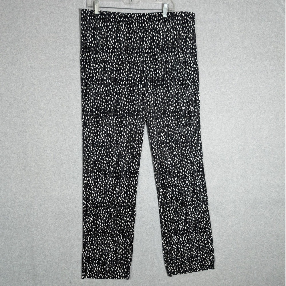 Chicos Travelers Pants Women 3 Polka Dot Plisse Pleated XL Lightweight Classic